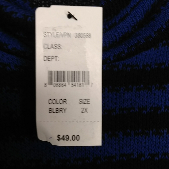 NWT Intro Blue Black Stripe Turtle Neck Top SZ 2X - Picture 5 of 8